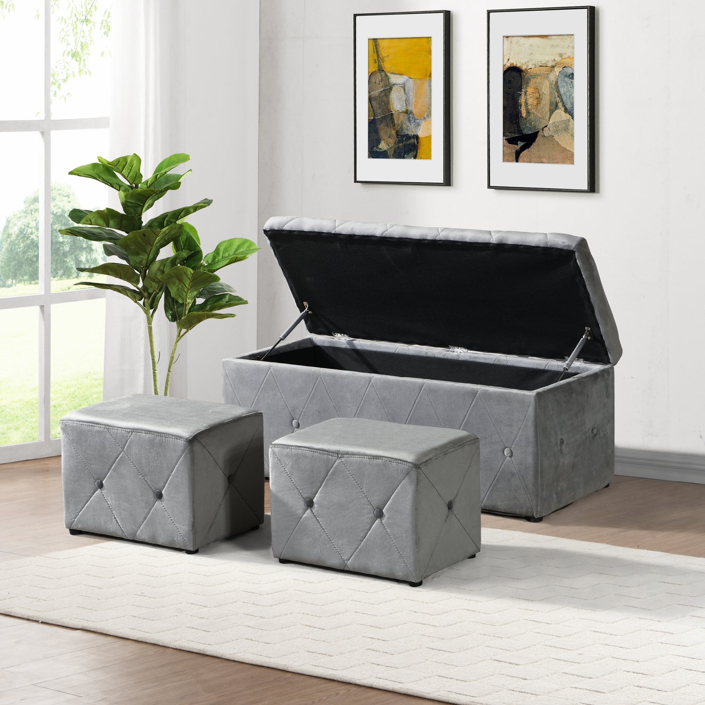 Ottoman Set - Light Gray