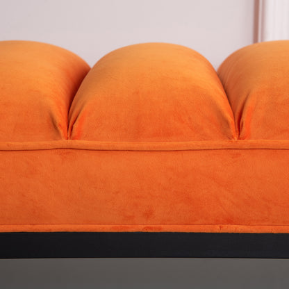 Metal Base Upholstered Bench - Orange