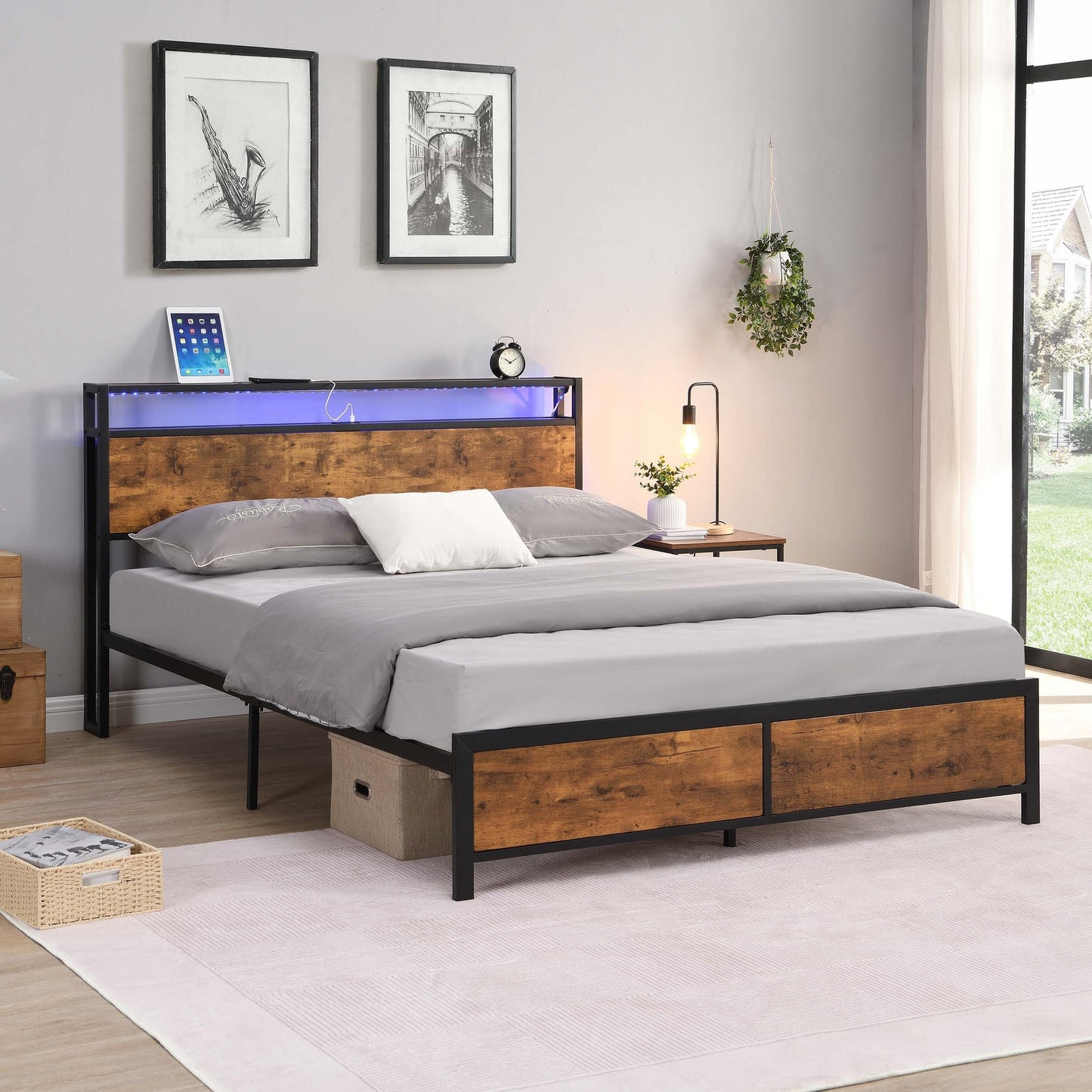 Rustic Glow Queen Bed Frame