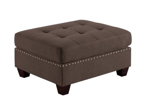 Tufted Fabric Ottoman - Coffee