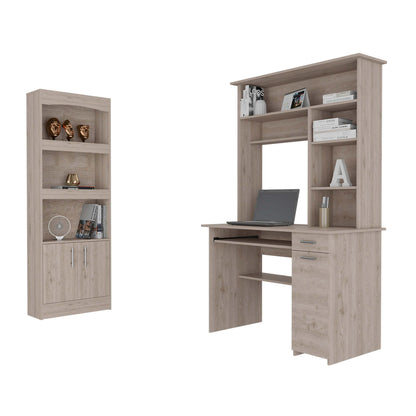 Isabelle Office Set, Bookcase and Desk - Light Gray