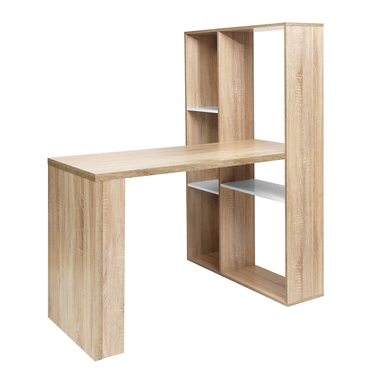 Computer desk L-shape ith shelves - OAK