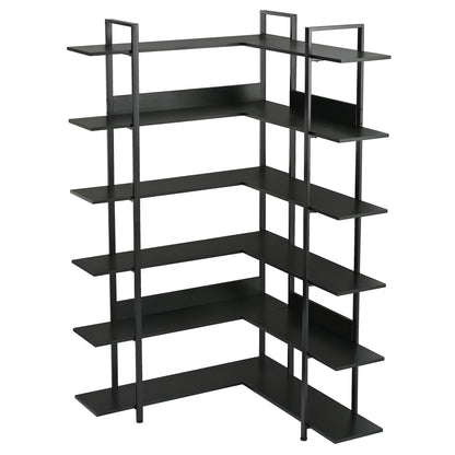 Stainless Steel Frame Corner 6-tier Shelves - Black