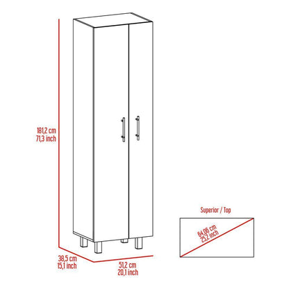 Halifax 2-Door Rectangle Closet Pantry  - Gray and White