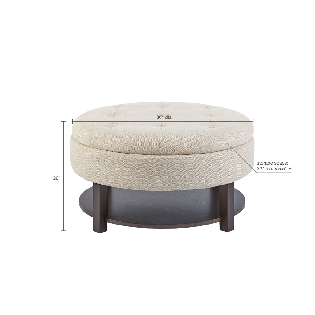 Miller Round Storage Ottoman - Beige