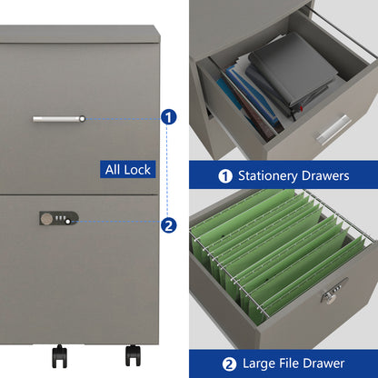 Secure File Cabinet - White Gray