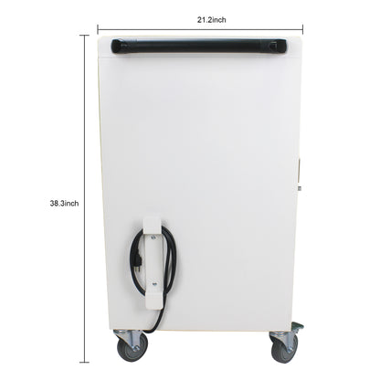 Mobile Charging Cart and Cabinet With Combination Lock - White
