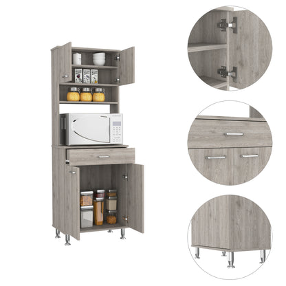 Santa 1-Drawer 1-Shelf Area Pantry with Adjustable Metal Legs - Light Grey