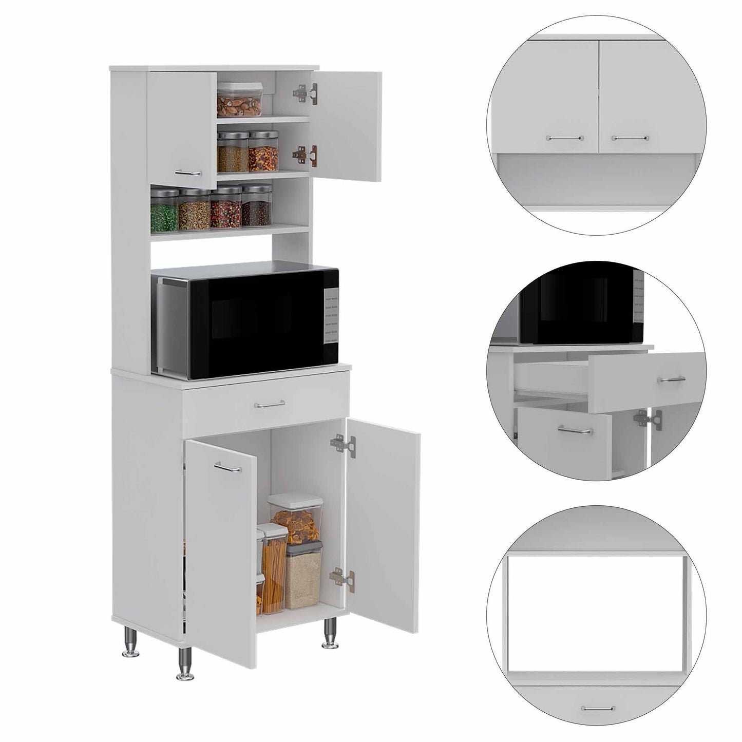 Santa 1-Drawer 1-Shelf Area Pantry with Adjustable Metal Legs - Black
