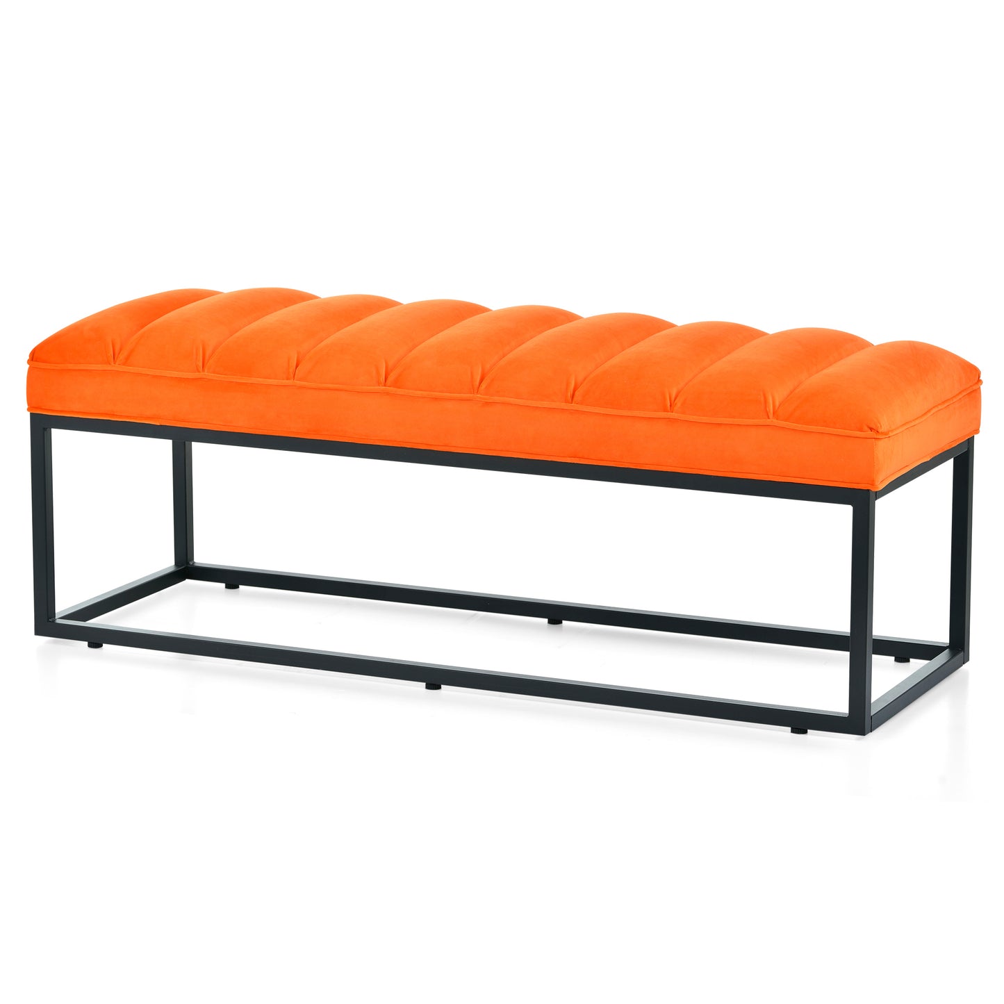 Metal Base Upholstered Bench - Orange