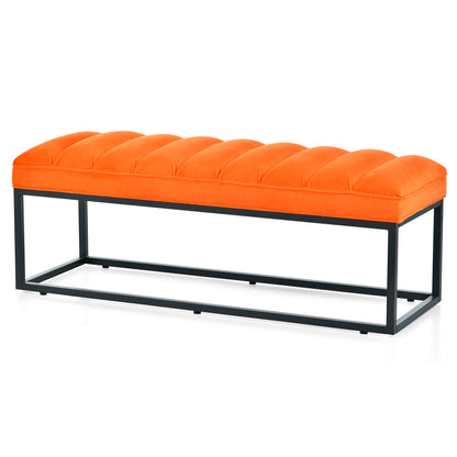 Metal Base Upholstered Bench - Orange