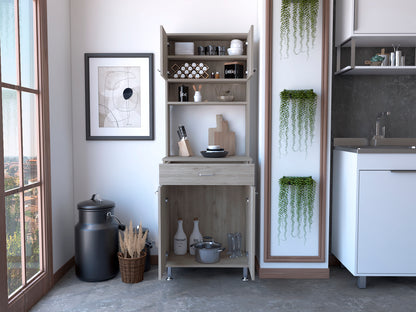 Santa 1-Drawer 1-Shelf Area Pantry with Adjustable Metal Legs - Light Grey