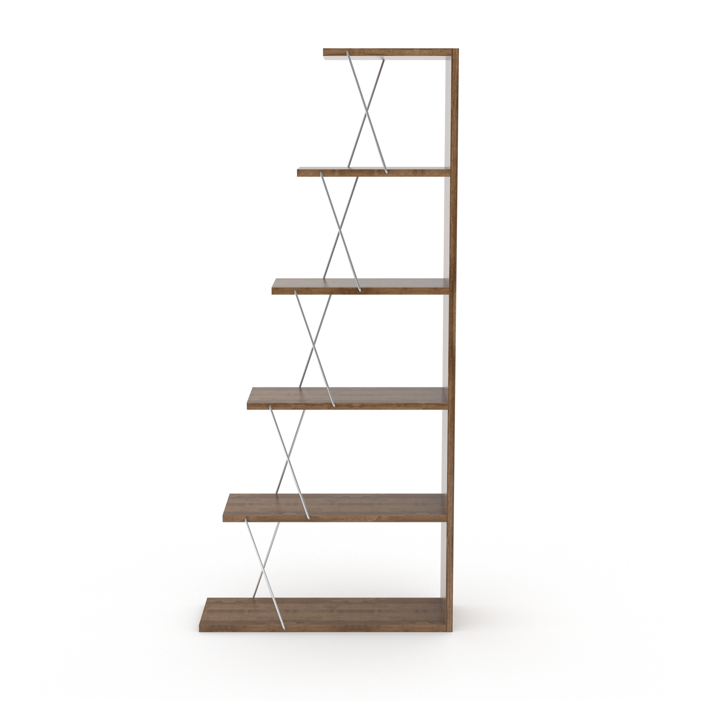 Modern Space-Saver  Ladder Bookshelf Organizer - Walnut