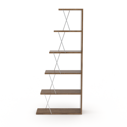Modern Space-Saver  Ladder Bookshelf Organizer - Walnut