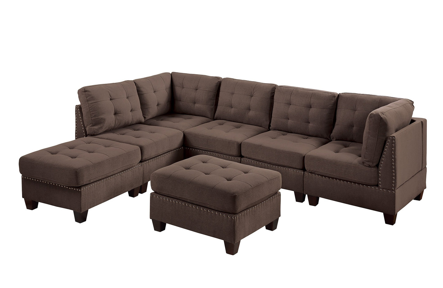 Tufted Fabric Ottoman - Coffee