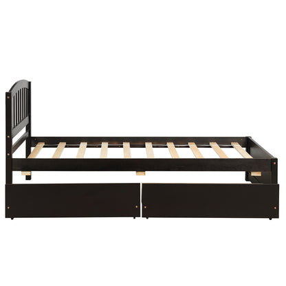 Elegant Espresso Twin Bed with Dual Drawers