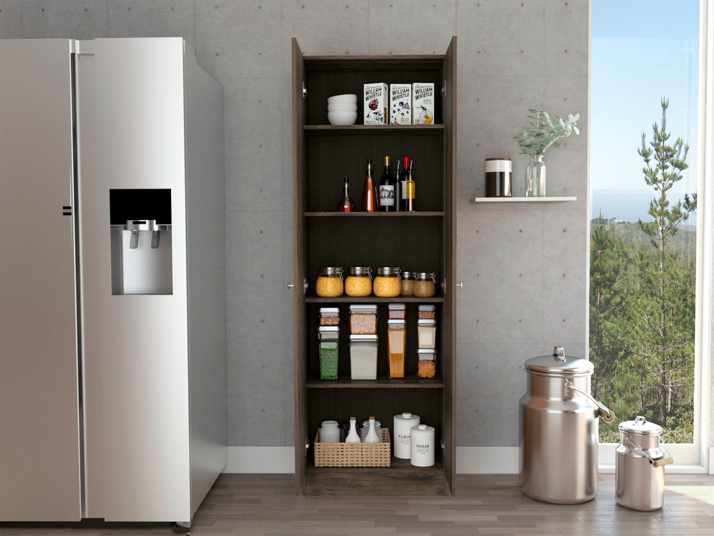 Max Storage Pantry Cabinet - Dark Brown / Black