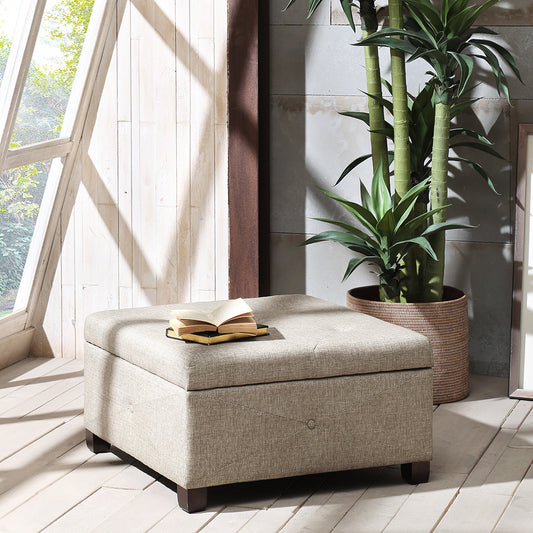 Alpine Button Tufted Storage Ottoman