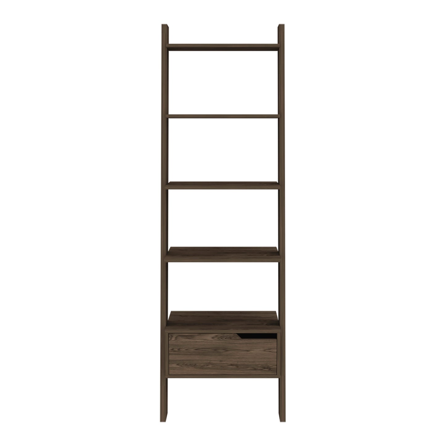 Havenwood 1-Drawer 4-Shelf Ladder Bookcase Dark Walnut