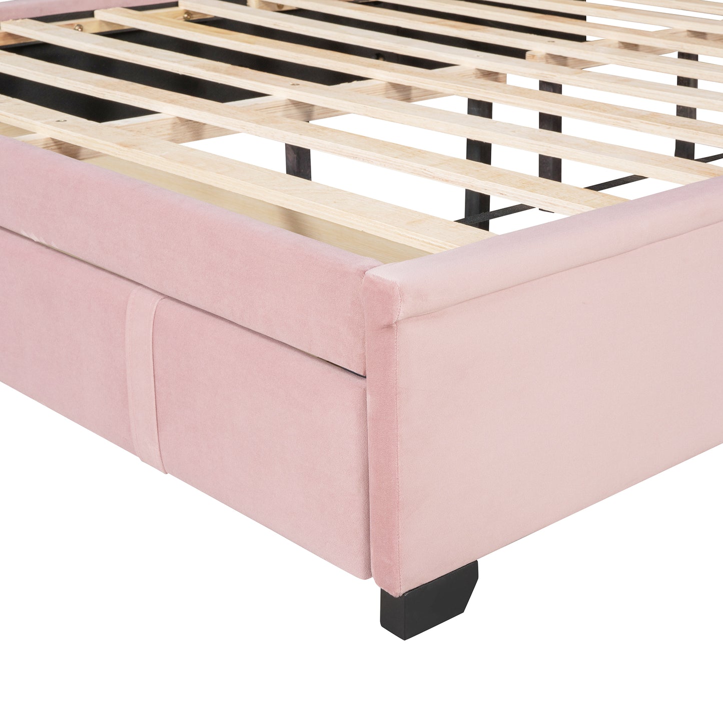 Regal Queen Size Velvet Storage Bed - Pink