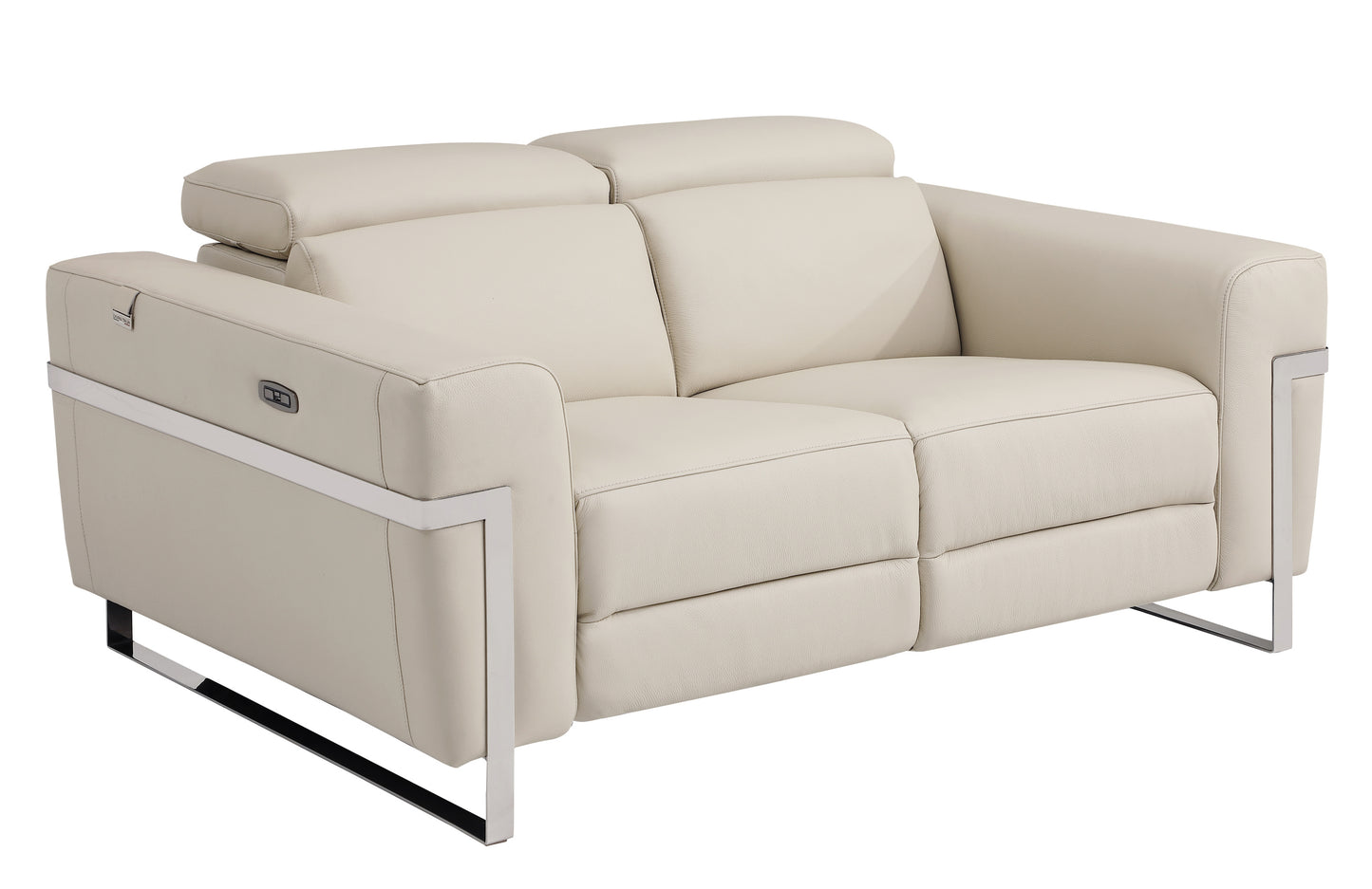 Regal Top Grain Italian Leather Loveseat with Power Recliner - Beige