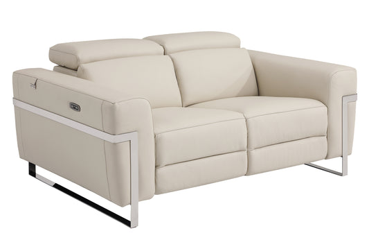 Regal Top Grain Italian Leather Loveseat with Power Recliner - Beige