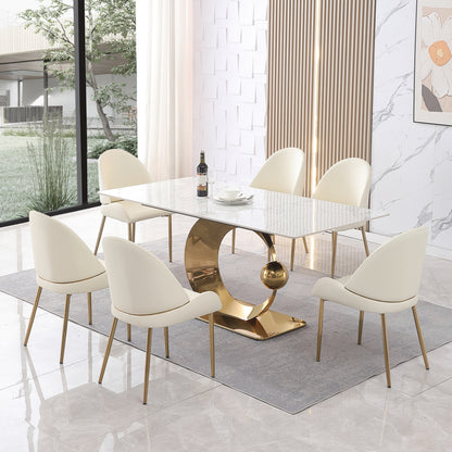 Elegant Stone Dining Set: Carrara White Edition