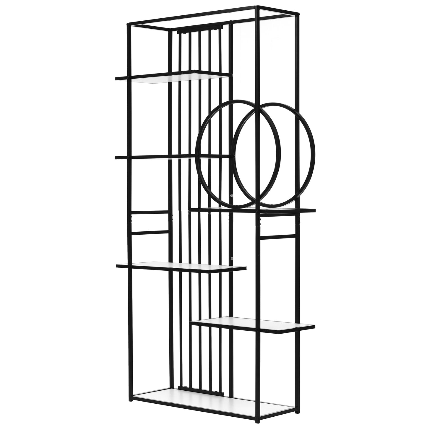 Metal Frame Storage Large Bookshelf Furniture, White