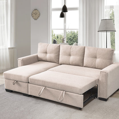 Panora  L-Shape Pull-Out Sleeper Sectional Sofa  - Beige