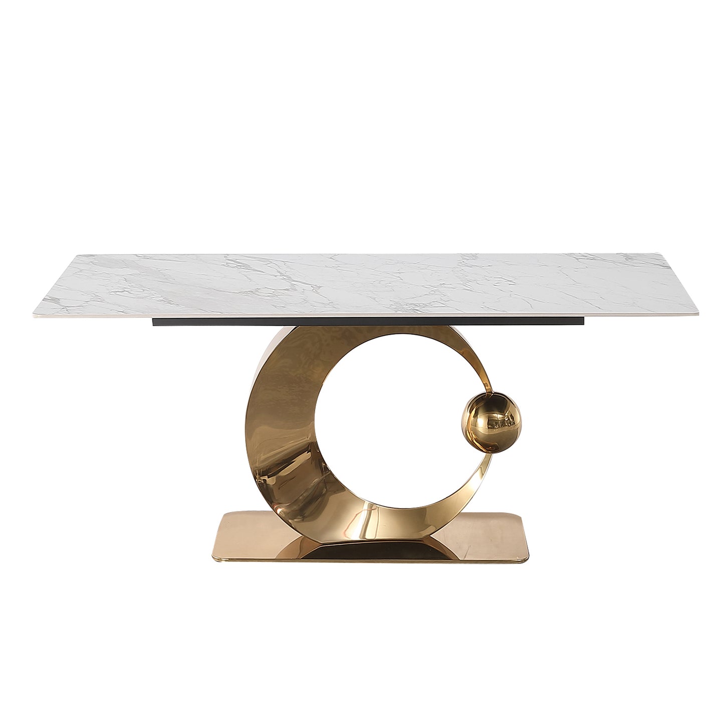 Elegant Stone Dining Set: Carrara White Edition