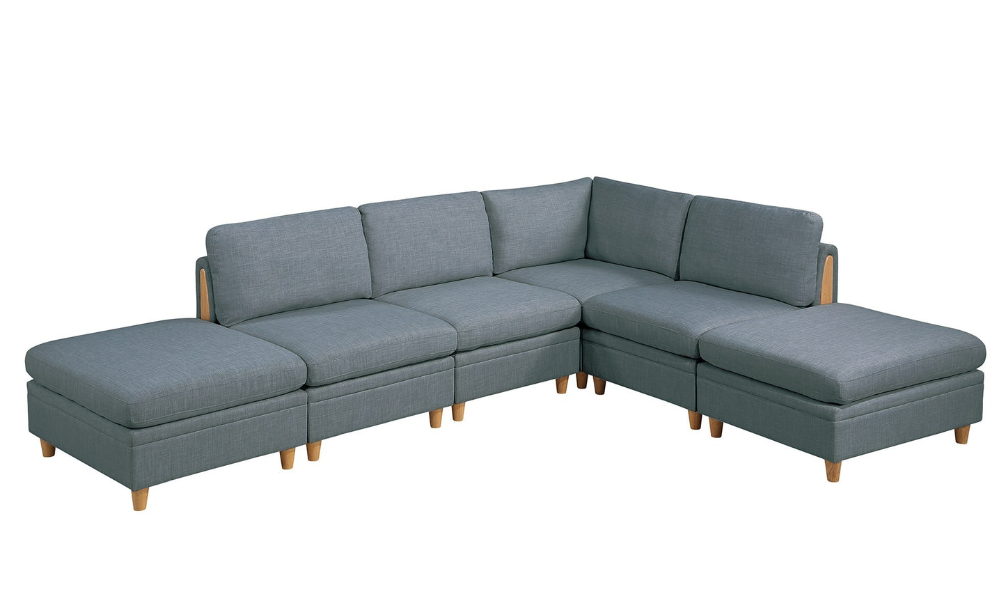 Wooden Legs Ottoman - Grey