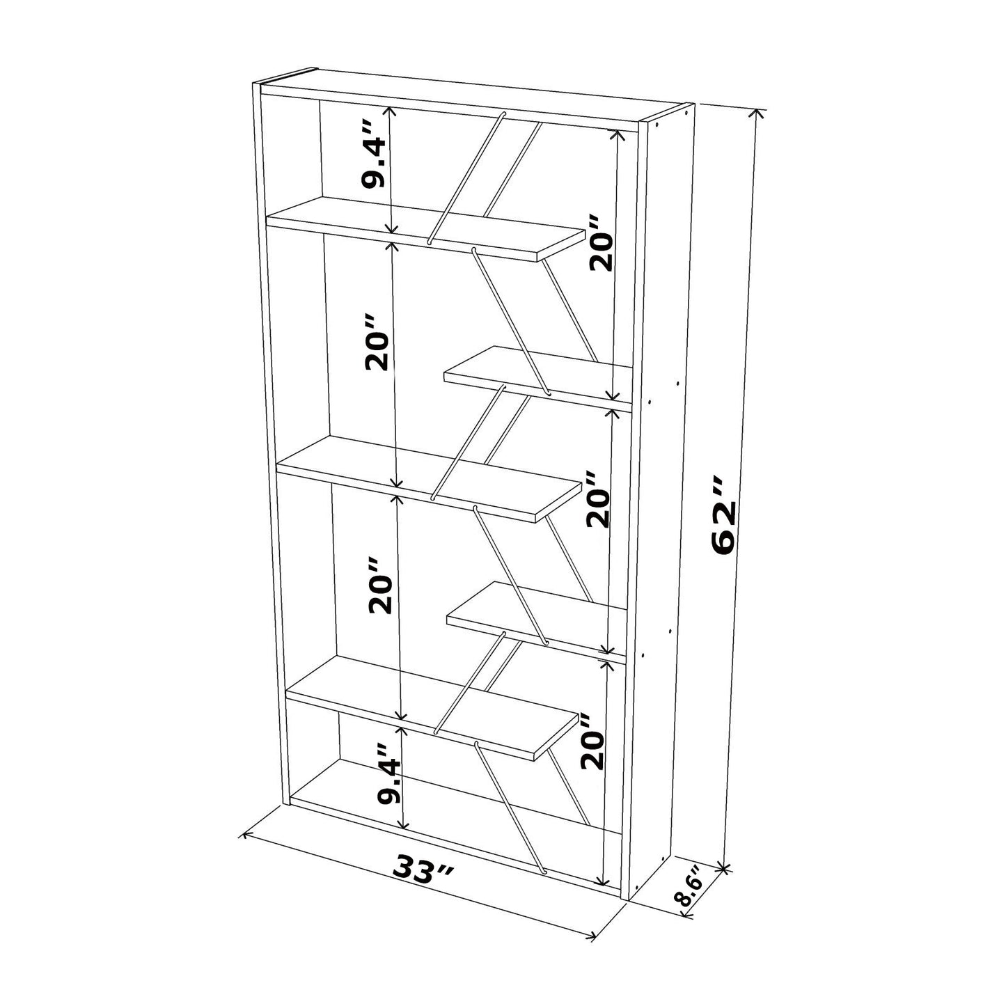 Urban Edge Bookcase - Walnut/Yellow