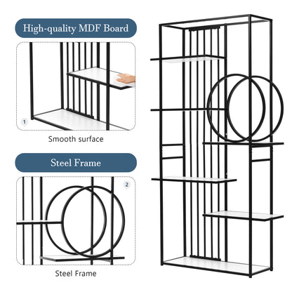 Metal Frame Storage Large Bookshelf Furniture, White