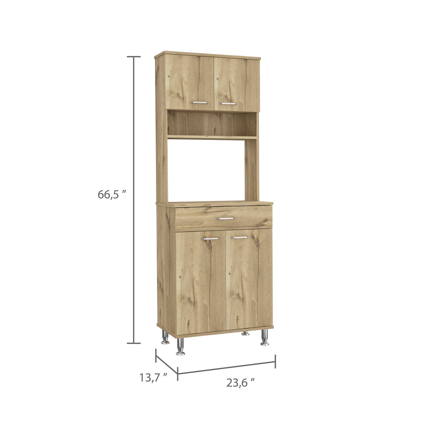Santa 1-Drawer 1-Shelf Area Pantry with Adjustable Metal Legs - Light Oak