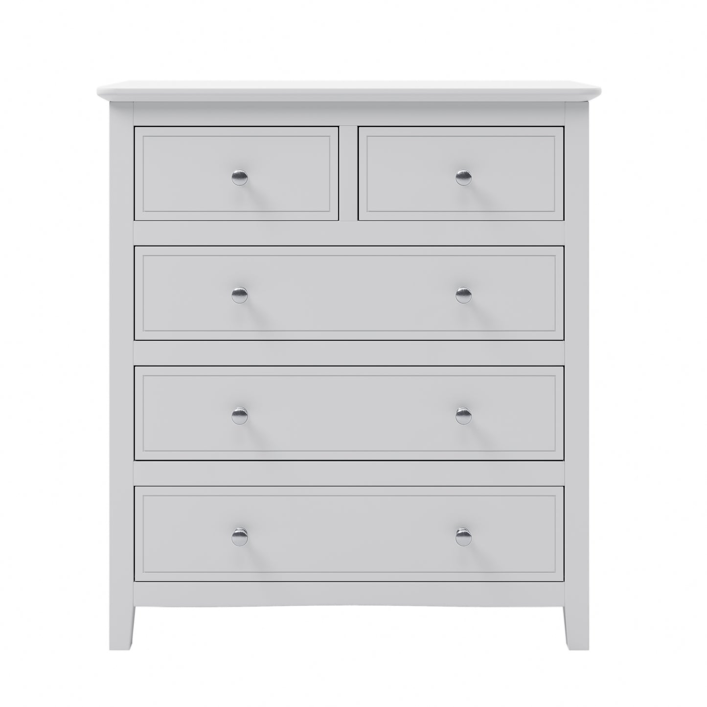 Elegant White Wood Chest with 5 Drawers