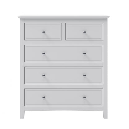 Elegant White Wood Chest with 5 Drawers