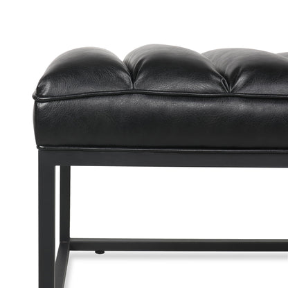 Metal Base Upholstered Bench - Black
