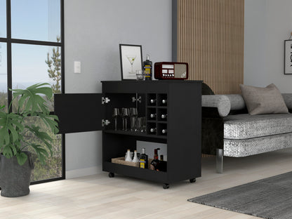 Lux 1-Shelf 6-Bottle Bar Cart - Black