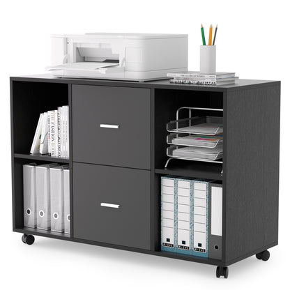 Wooden Horizontal File Cabinet  - Dark Grey