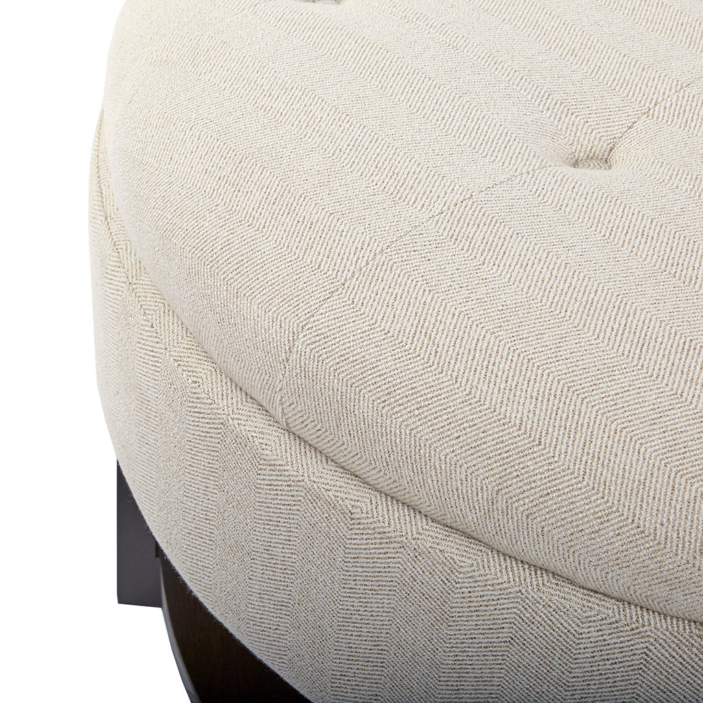 Miller Round Storage Ottoman - Beige