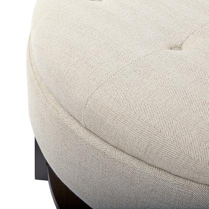 Miller Round Storage Ottoman - Beige