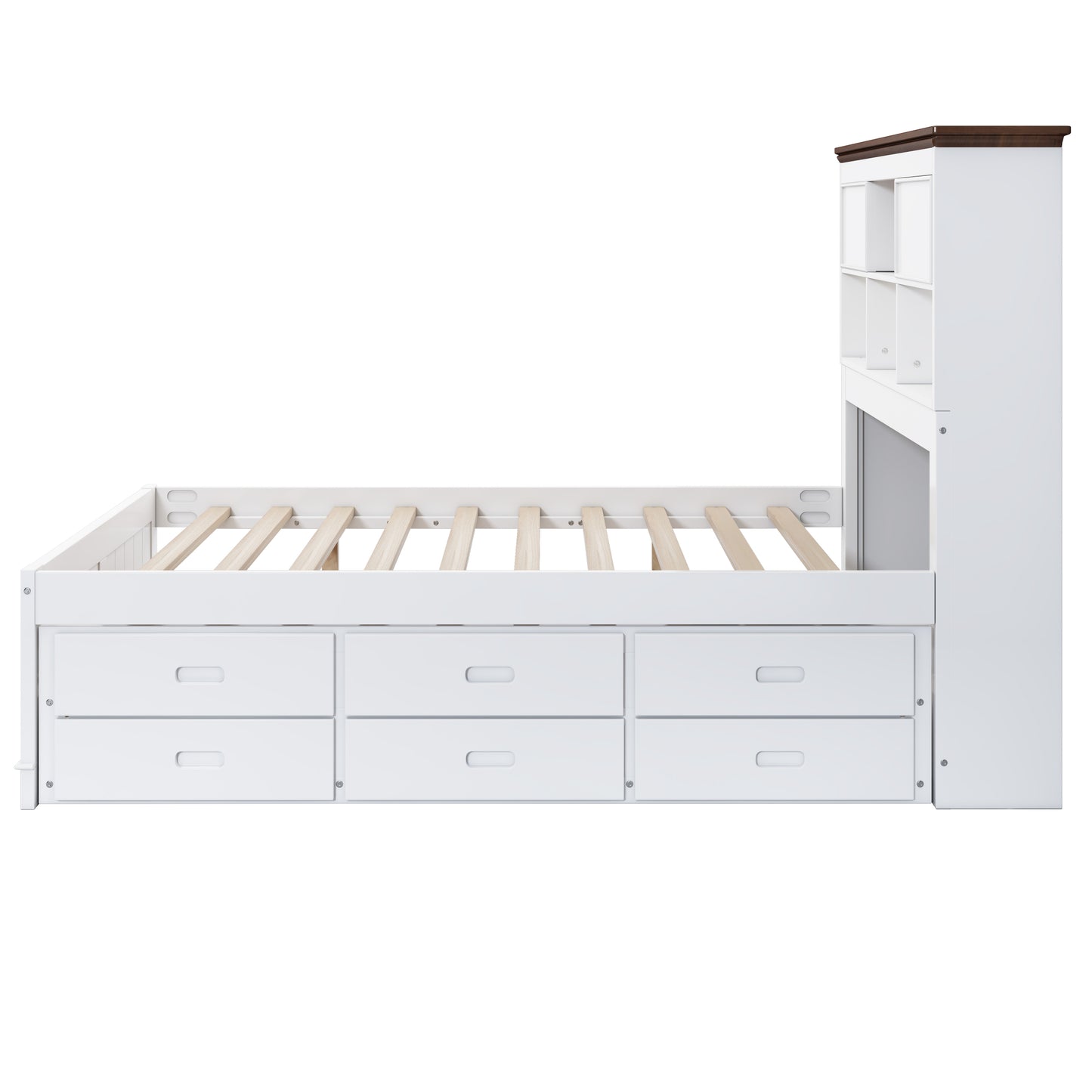 Twin Bookcase Bed with Trundle and Storage