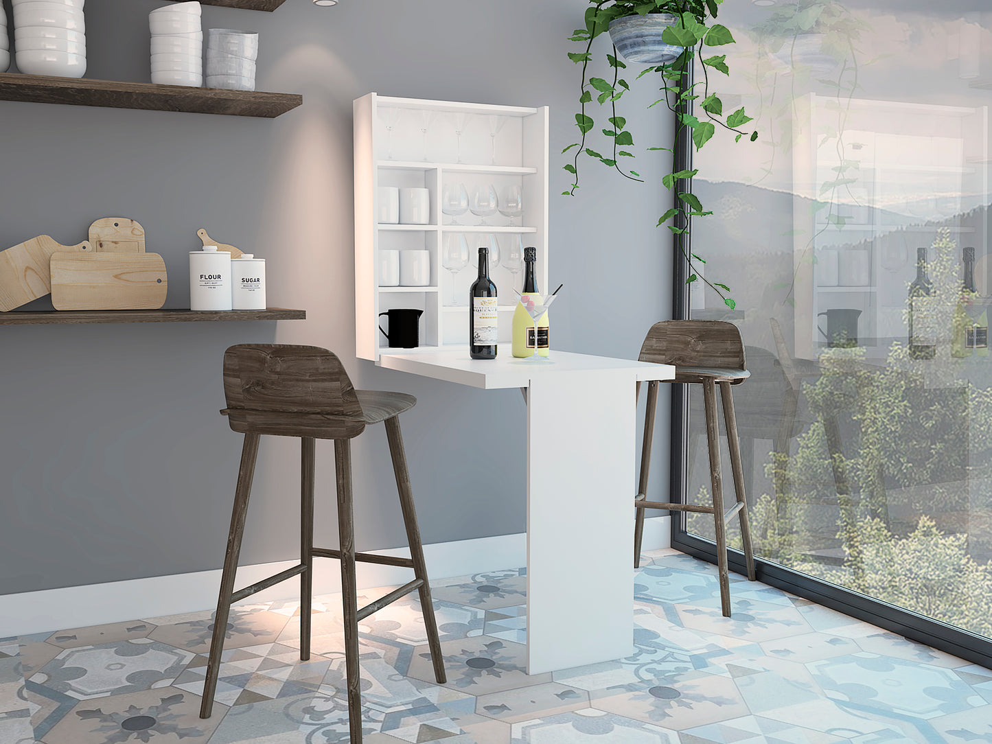 Vatta Wall Foldable Extending Table - White