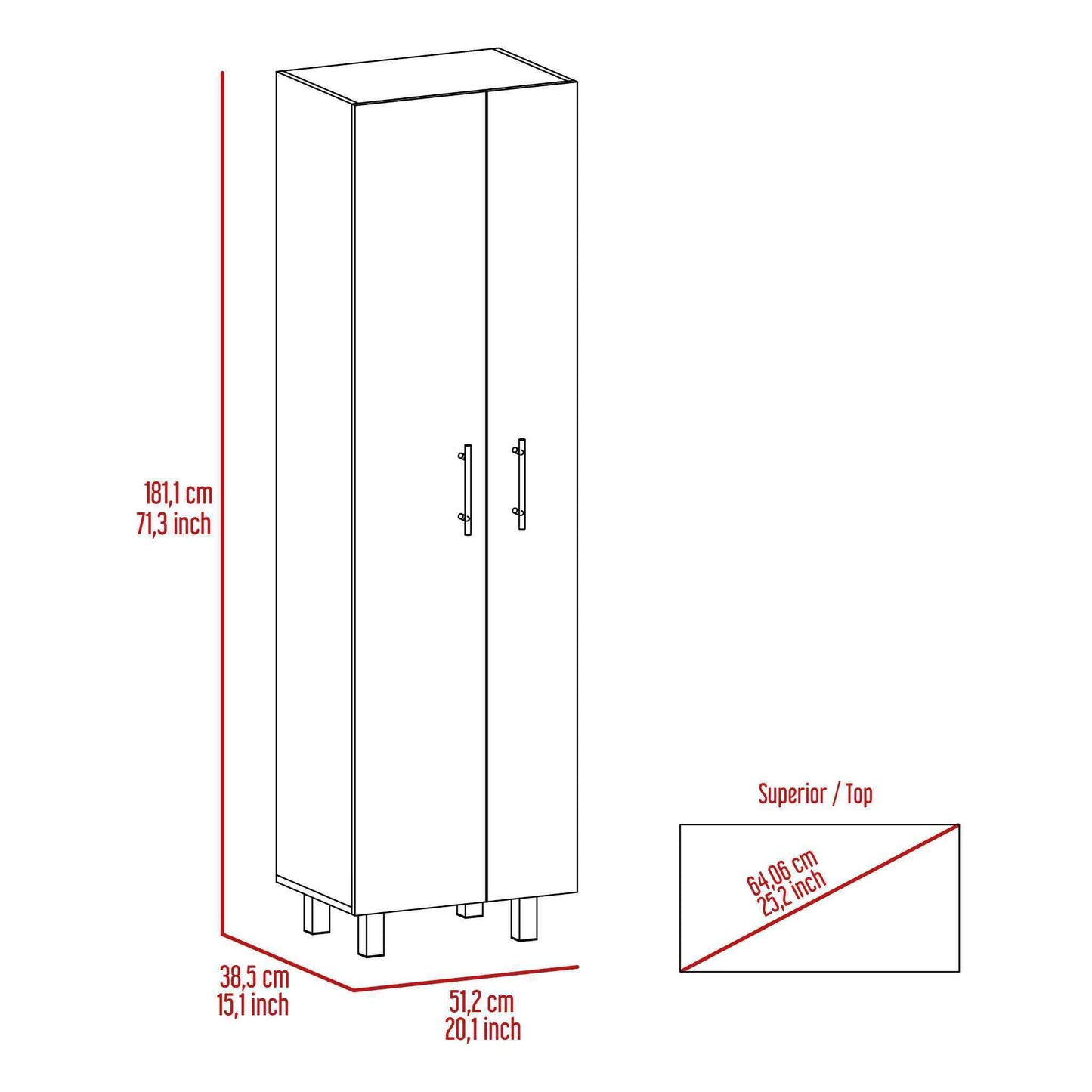 Halifax 2-Door Rectangle Closet Pantry  - White