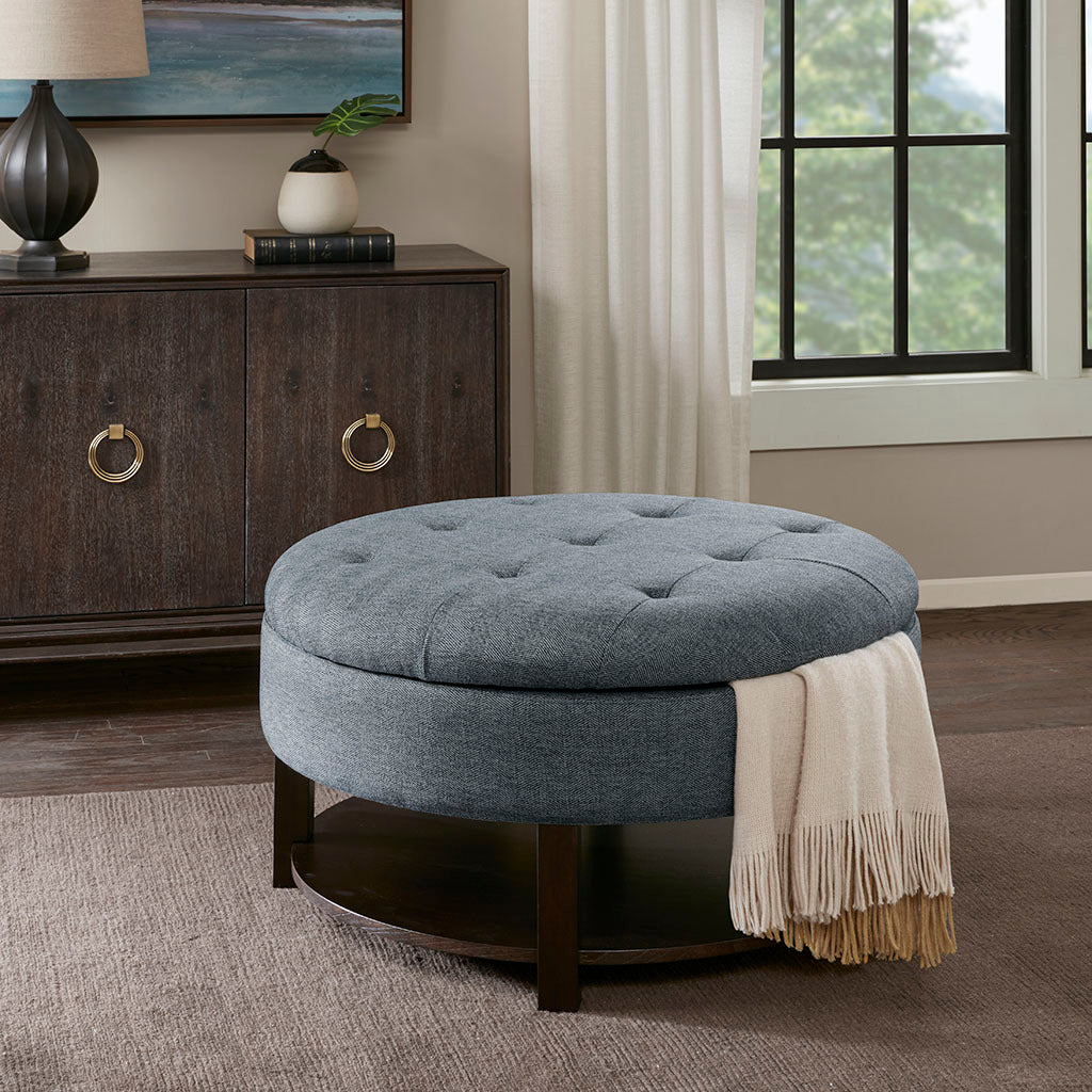 Miller Round Storage Ottoman - Grey