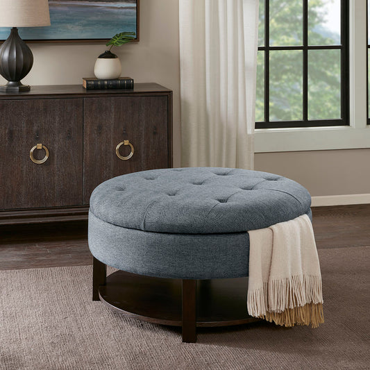 Miller Round Storage Ottoman - Grey