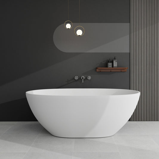 Mew 61" Solid Surface Freestanding Soaking Bathtub - Matte White