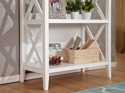 Bookshelf with Sturdy Solid Frame - White