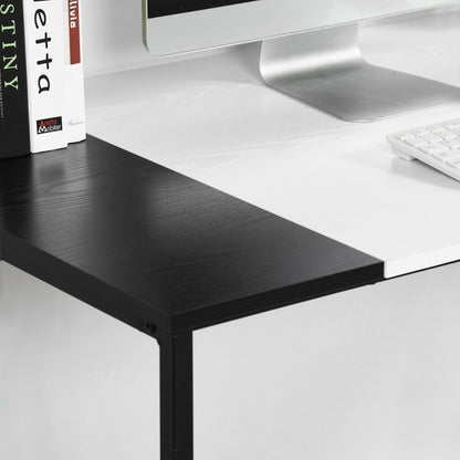 Computer Desk Wood Table Metal Frame - White & Black
