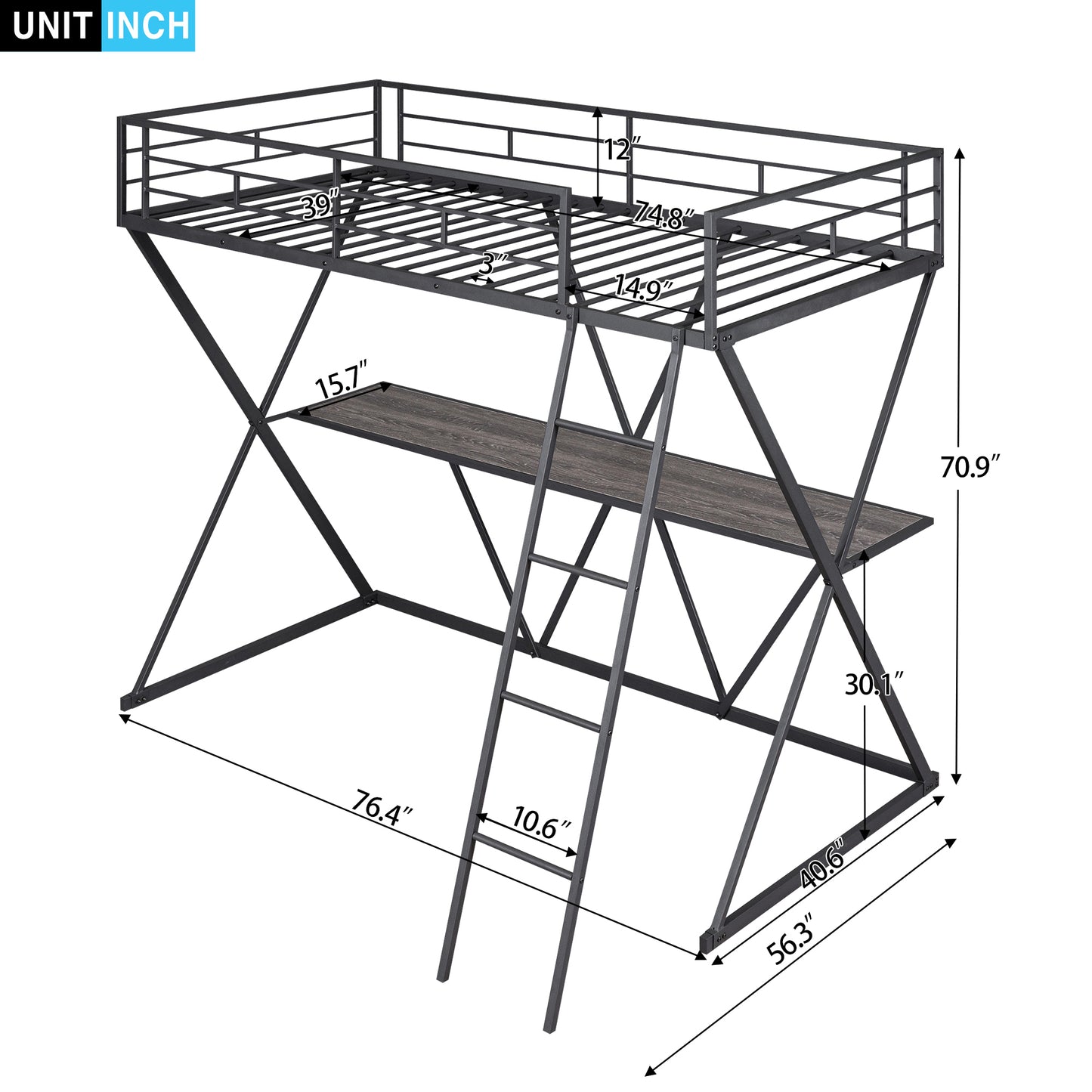 Sleek X Loft Bed